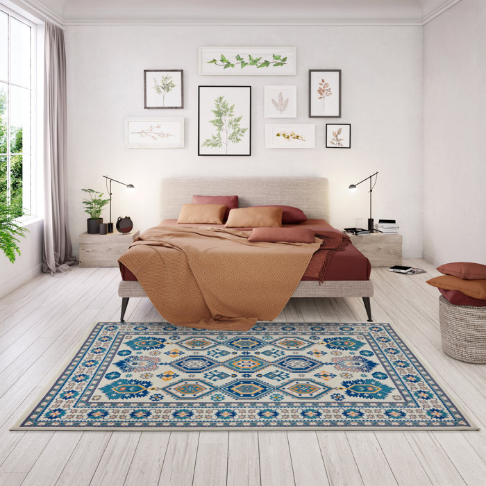 Bloomsbury Market Brampton Flatweave Blue Rug & Reviews Wayfair.co.uk